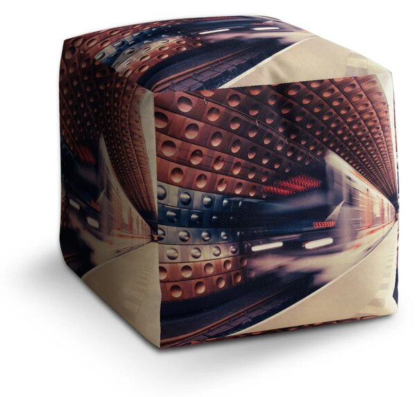 Sablio Taburet Cube Metro na farebnej stanici - 40x40x40 cm
