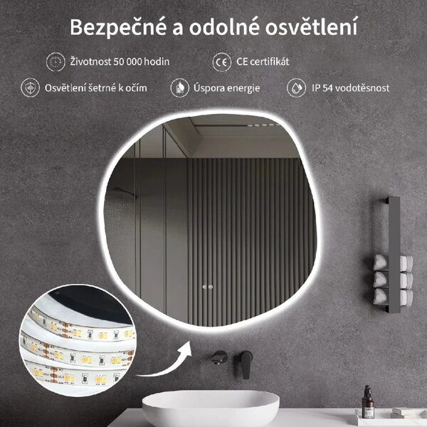 CERANO - Kúpeľňové LED zrkadlo Lumeo - Ø 60 cm
