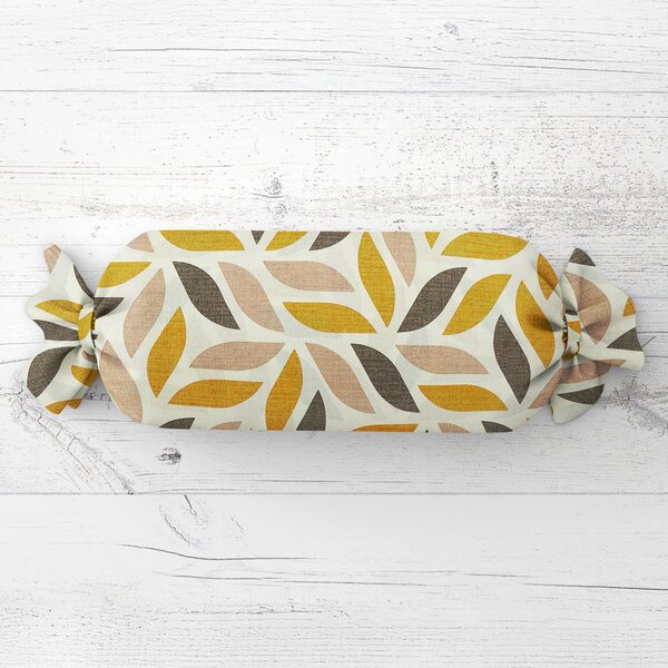 Biante Vankúš valec bonbon Sandra SA-423 Zlato-hnedé listy na krémovom 15x40 cm