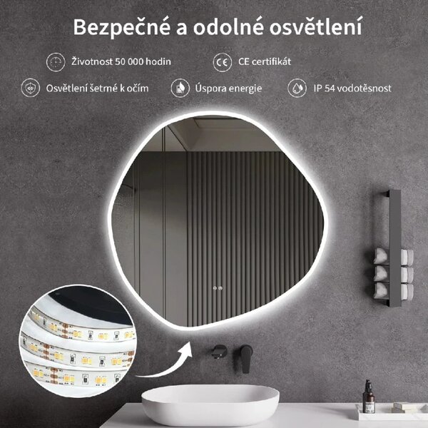 CERANO - Kúpeľňové LED zrkadlo Granio - Ø 60 cm