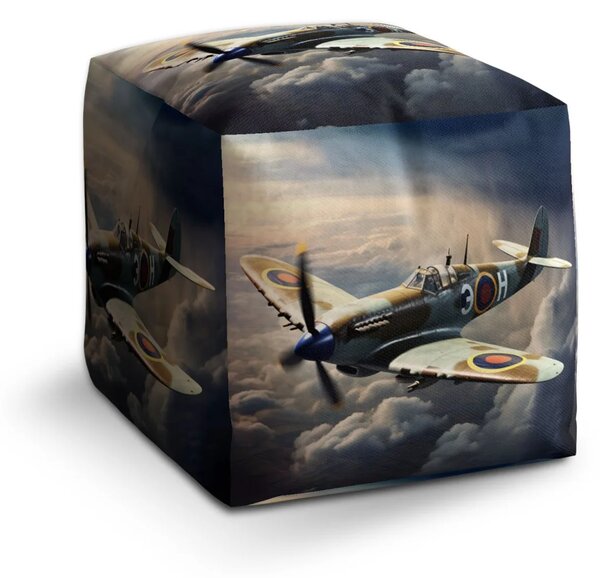 Sablio Taburet Cube Stíhačka Spitfire - 40x40x40 cm