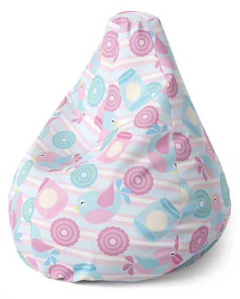 Sablio Sedací vak Pear Roztomilé vtáčiky - 70 x 95 x 15 cm