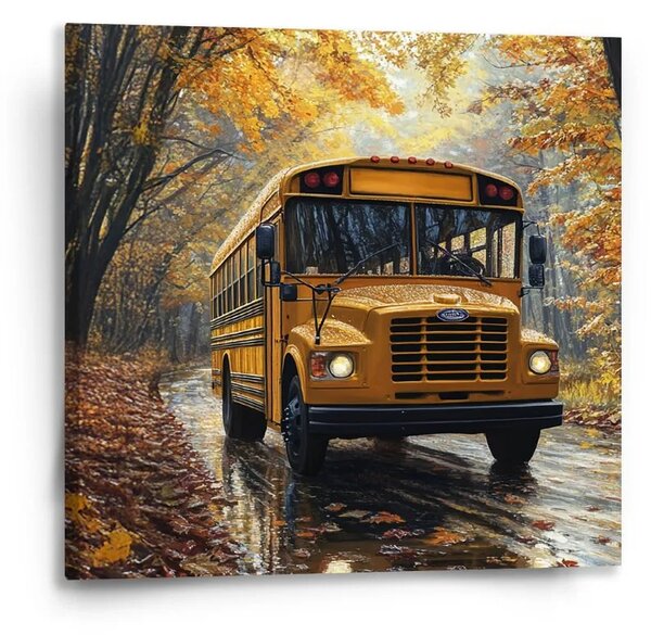 Sablio Obraz Žltý školský autobus - 50x50 cm