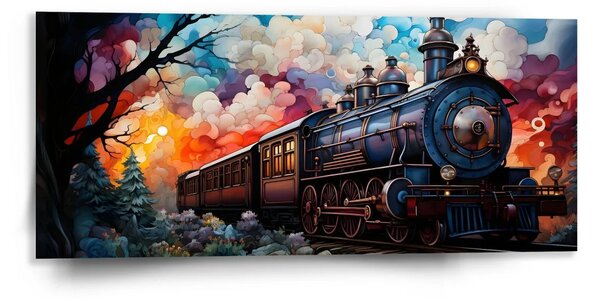 Sablio Obraz Parná lokomotíva v kúzelnej krajine - 110x50 cm
