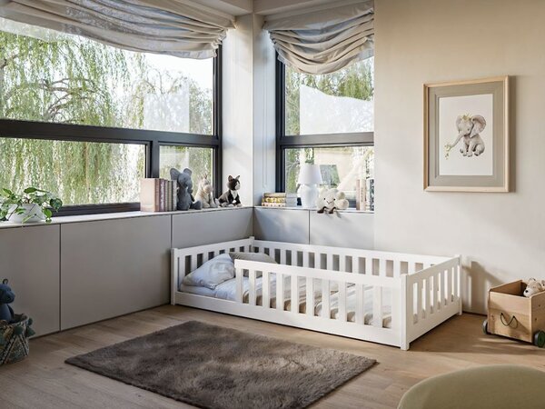 MAXMAX Detská Montessori posteľ z masívu borovice BETTY - 160x80 cm - BIELA