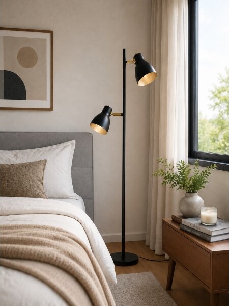 LED stojacia lampa 1xE27/7W/230V 2700K čierna