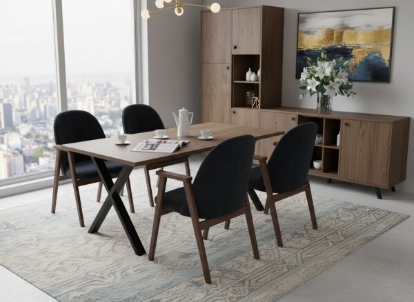 Rozkladací jedálenský stôl DOMO 150/190x80 cm dub lefkas/čierna