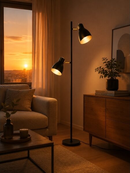 LED stojacia lampa 1xE27/7W/230V 2700K čierna