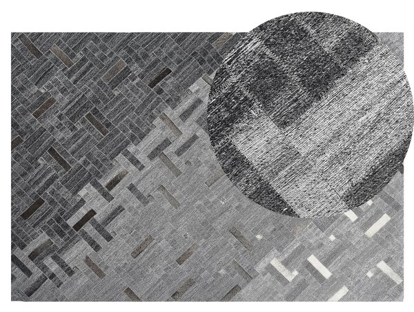 Koberec sivá viskóza koža 140 x 200 cm obdĺžnikový tvar geometrický vzor ručná výroba moderný štýl obývačka spálňa