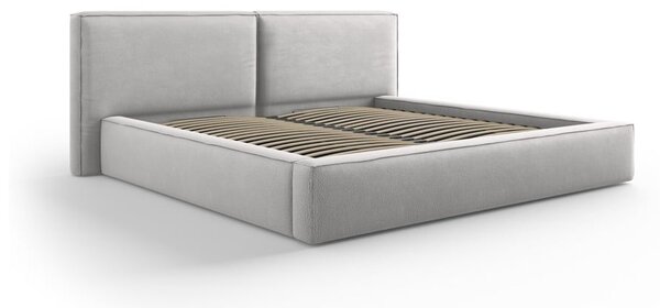 Svetlosivá čalúnená dvojlôžková posteľ s úložným priestorom a roštom 160x200 cm Arendal – Cosmopolitan Design
