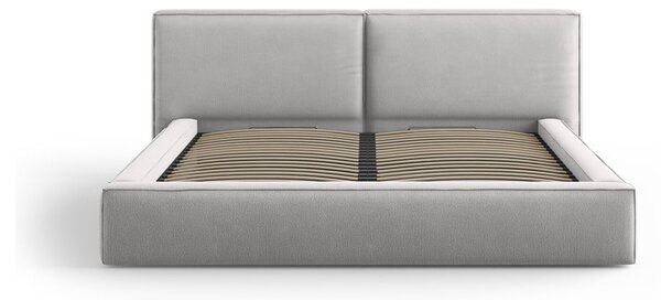 Svetlosivá čalúnená dvojlôžková posteľ s úložným priestorom a roštom 160x200 cm Arendal – Cosmopolitan Design