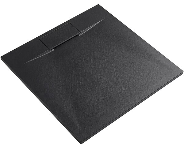 CERANO - Sprchová vanička štvorcová Enzo - SMC/minerálny kompozit - štruktúrovaná čierna matná - 80x80x3 cm