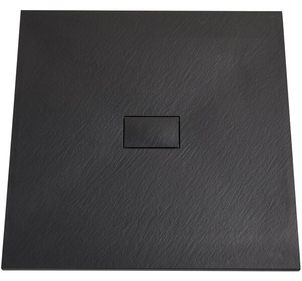 CERANO - Sprchová vanička štvorcová FlexiCut - SMC/minerálny kompozit - upraviteľná - čierna matná - 100x100x3 cm