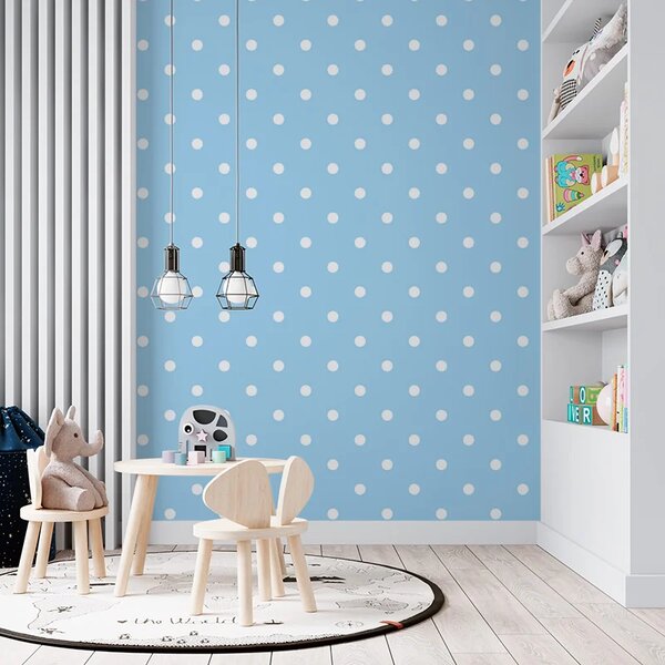 Sablio Tapeta Biele bodky na modrej - 125x75 cm