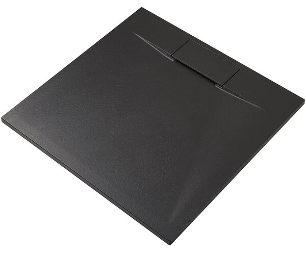 CERANO - Sprchová vanička štvorcová Enzo - SMC/minerálny kompozit - štruktúrovaná čierna matná - 80x80x3 cm