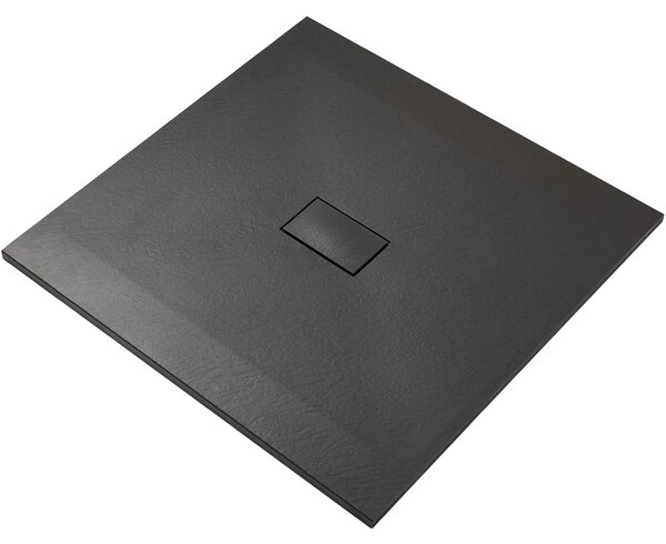 CERANO - Sprchová vanička štvorcová FlexiCut - SMC/minerálny kompozit - upraviteľná - čierna matná - 100x100x3 cm