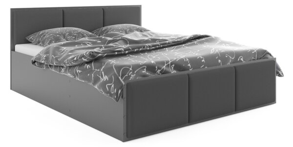 Čalúnená posteľ PANAMAX, 160x200, grafit/trinity 15 - sivá + kovový rošt + matrac