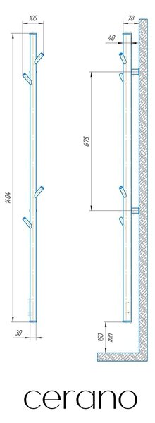 CERANO - Elektrický sušiak uterákov Ramus, s displejom - 160W - čierna štruktúrovaná matná - 1400x30 mm