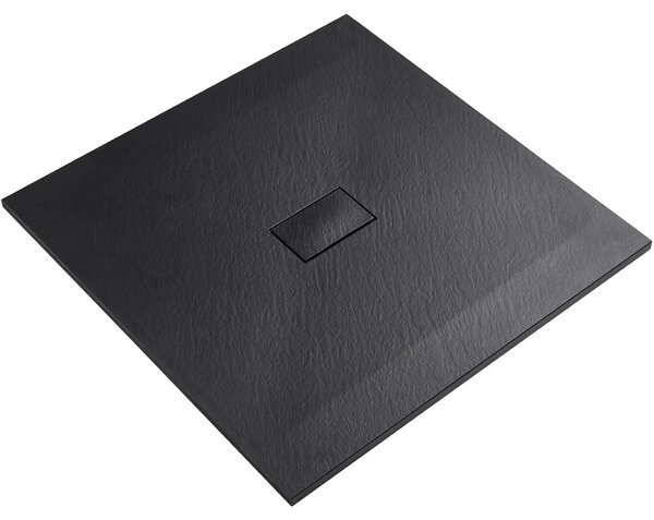 CERANO - Sprchová vanička štvorcová FlexiCut - SMC/minerálny kompozit - upraviteľná - čierna matná - 100x100x3 cm