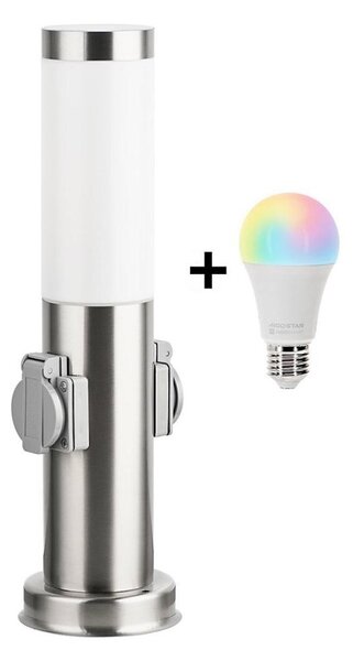 Brilagi-LED RGBW vonkajšie svietidlo so 2 päticami 1xE27/9W/230V 40 cm IP44 matný chróm
