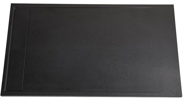 CERANO - Sprchová vanička obdĺžniková Lugo - SMC/minerálny kompozit - čierna matná - 100x80x3 cm