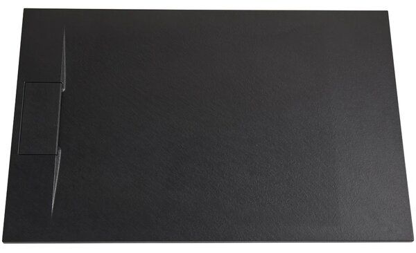CERANO - Sprchová vanička obdĺžniková Enzo - SMC/minerálny kompozit - štruktúrovaná čierna matná - 100x80x3 cm