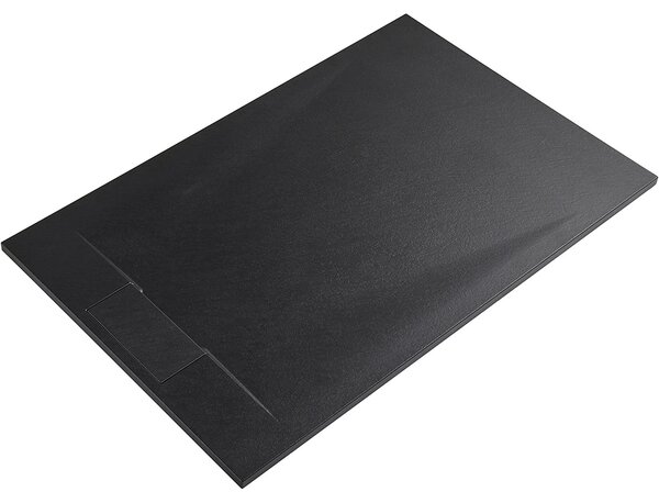 CERANO - Sprchová vanička obdĺžniková Enzo - SMC/minerálny kompozit - štruktúrovaná čierna matná - 100x80x3 cm
