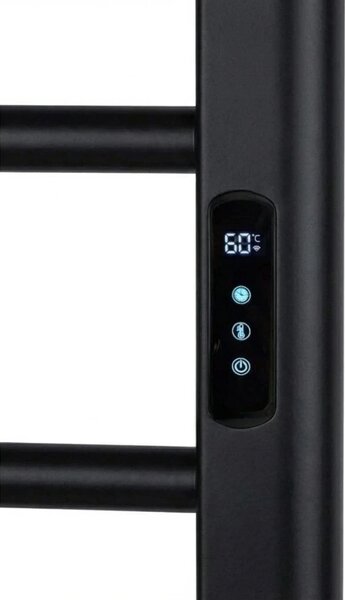CERANO - Elektrický sušiak uterákov Ramus, s displejom - 160W - čierna štruktúrovaná matná - 1400x30 mm