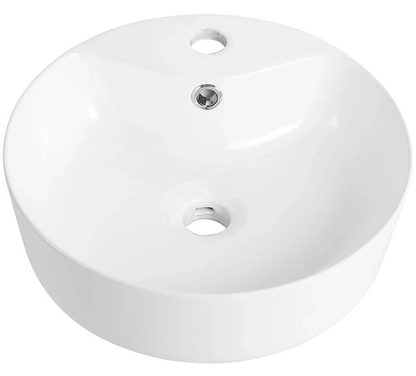 CERANO - Umývadlo keramické - na dosku - Ramo - biela lesklá - Ø 39 cm