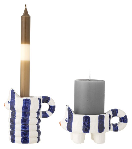 Keramický svietnik Caty Blue – sada 2 ks