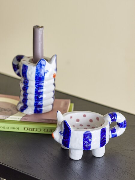 Keramický svietnik Caty Blue – sada 2 ks