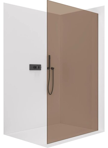 CERANO - Sprchová zástena Walk-in Crystal Ľ/P - 8 mm - bezvzperový systém - čierna matná, bronzové sklo - 50x200 cm