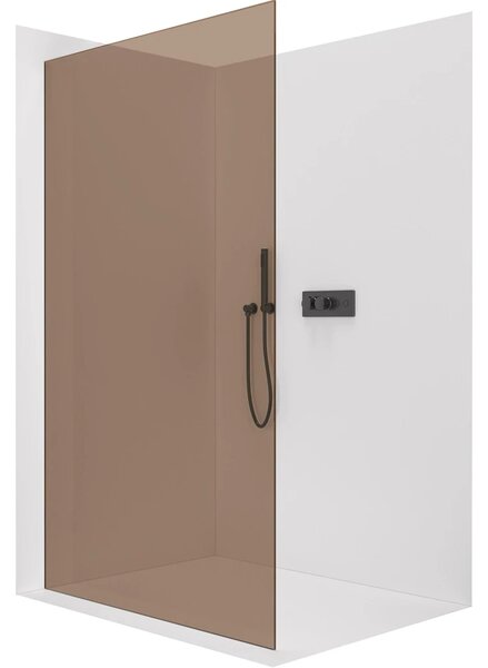 CERANO - Sprchová zástena Walk-in Crystal Ľ/P - 8 mm - bezvzperový systém - čierna matná, bronzové sklo - 50x200 cm