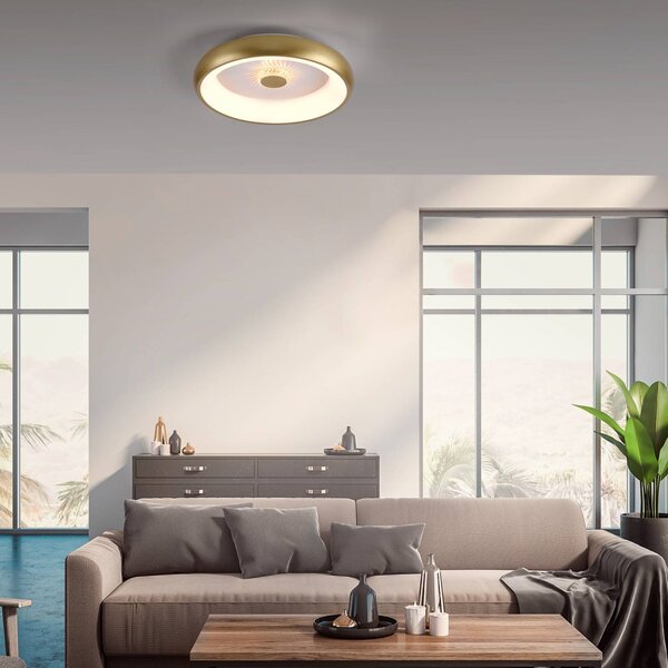 Vertigo LED stropné svietidlo, Ø 46,5 cm, mosadz, Mosadz / zlato, Obývacia izba / jedáleň, kov, Moderný, Závesné svietidlo