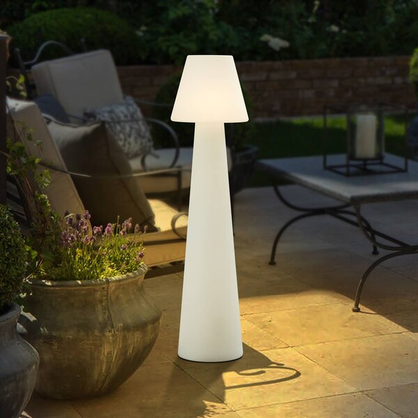 Lucande Terasové svetlo Gauri, biele, výška 107 cm, IP65, Biela / opálová, Plast, Moderný, Stojaca lampa