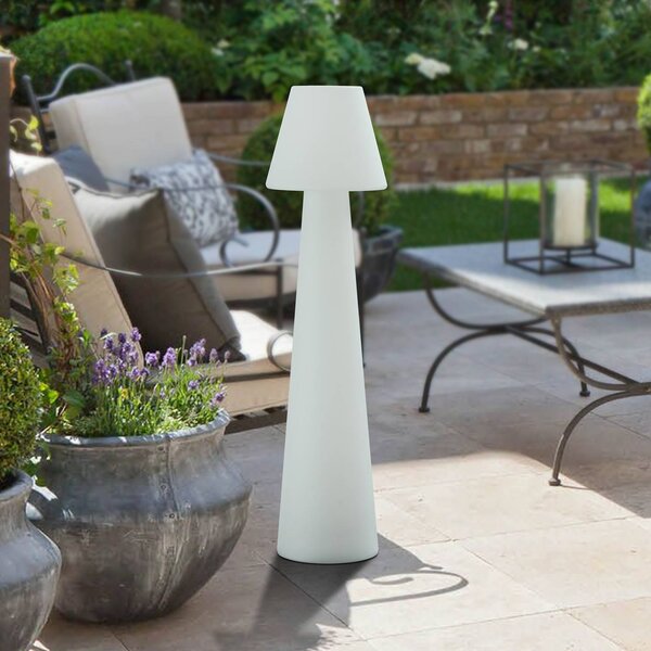 Lucande Terasové svetlo Gauri, biele, výška 107 cm, IP65, Biela / opálová, Plast, Moderný, Stojaca lampa