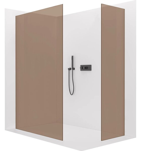 CERANO - Sprchová zástena Walk-in Crystal TL/P - 8 mm - bezvzperový systém - čierna matná, bronzové sklo - 50x50x200 cm