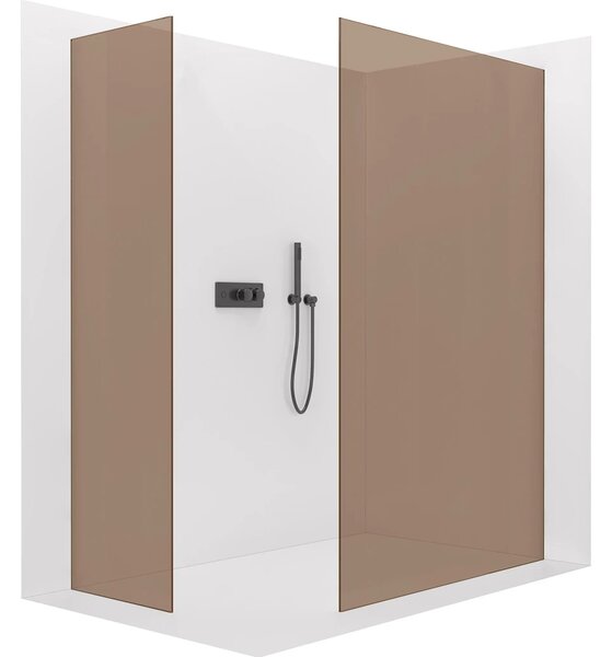 CERANO - Sprchová zástena Walk-in Crystal TL/P - 8 mm - bezvzperový systém - čierna matná, bronzové sklo - 50x50x200 cm
