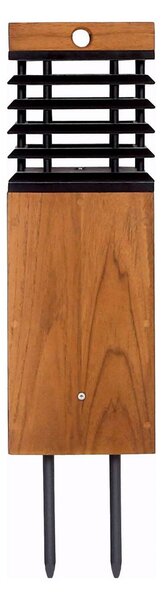 Les Jardins LED solárne cestné svetlo Tekura, teak/šedá, bodec, Svetlé drevo, Drevo, Solárne svietidlá