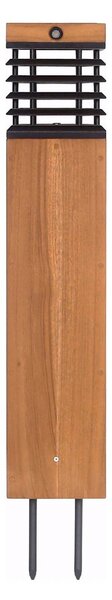 Les Jardins LED solárne cestné svetlo Tekura, teak/šedá, 75 cm, Svetlé drevo, Drevo, Solárne svietidlá