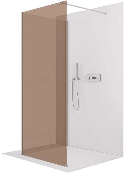 CERANO - Sprchová zástena Walk-in Onyx Corner Cube Ľ/P - 8 mm - hranatá vzpera - chróm, bronzové sklo - 60x50x200 cm