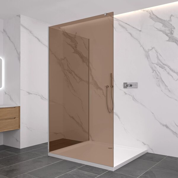 CERANO - Sprchová zástena Walk-in Onyx Corner Cube Ľ/P - 8 mm - hranatá vzpera - chróm, bronzové sklo - 60x50x200 cm