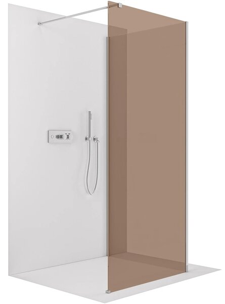 CERANO - Sprchová zástena Walk-in Onyx Corner Cube Ľ/P - 8 mm - hranatá vzpera - chróm, bronzové sklo - 60x50x200 cm