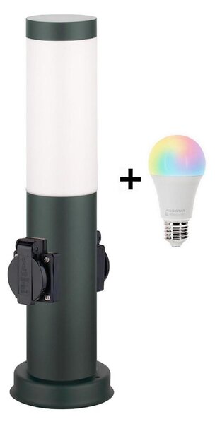 Brilagi - LED RGBW vonkajšie svietidlo s 2 zásuvkami 1xE27/9W/230V 40 cm IP44 antracit