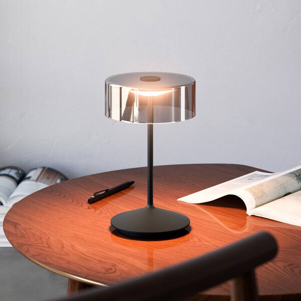 Nabíjateľná stolná lampa Numotion LED, čierna, sklo, IP54, stmievateľná, Čierna, Obývacia izba / jedáleň, Sklo, Moderný, Stojacie svietidlo