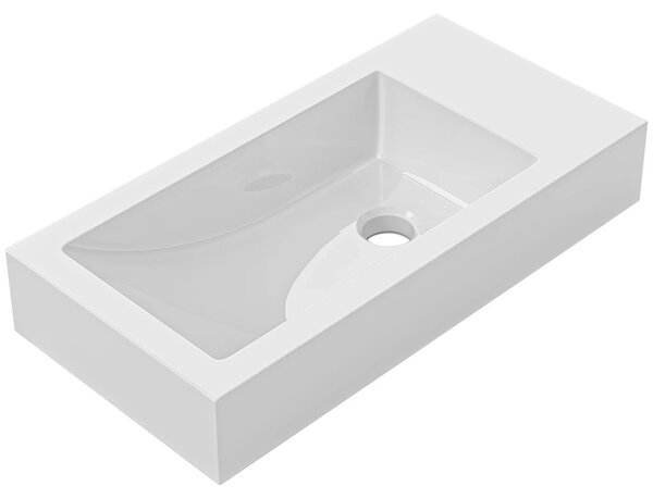 CERANO - Umývadlo z liateho mramoru Sofia - s prepadom - biela lesklá - 50x25 cm