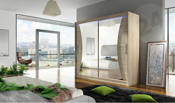 Mirjan24 Šatníková skriňa London V, Farby: kašmír, Osvetlenie: osvetlenie LED RGB - farebné 5903211404559