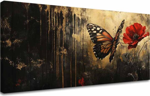 Obraz motýľov Makový sen - 100% originál domaľovaný akrylom - 50x100 cm