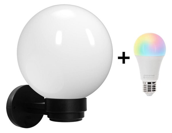 Brilagi-LED RGBW Vonkajšie nástenné svietidlo HARBOR 1xE27/9W/230V IP33 čierna/biela