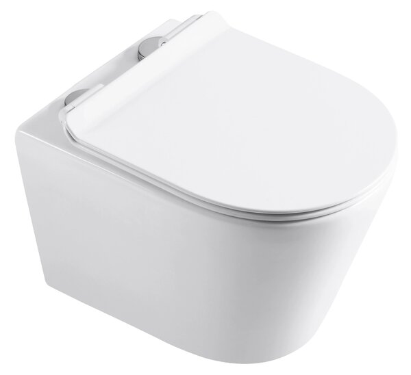 CERANO - WC závesné Norbi, Rimless + Slim/UF sedátko - biela lesklá - 48,5x36,5 cm